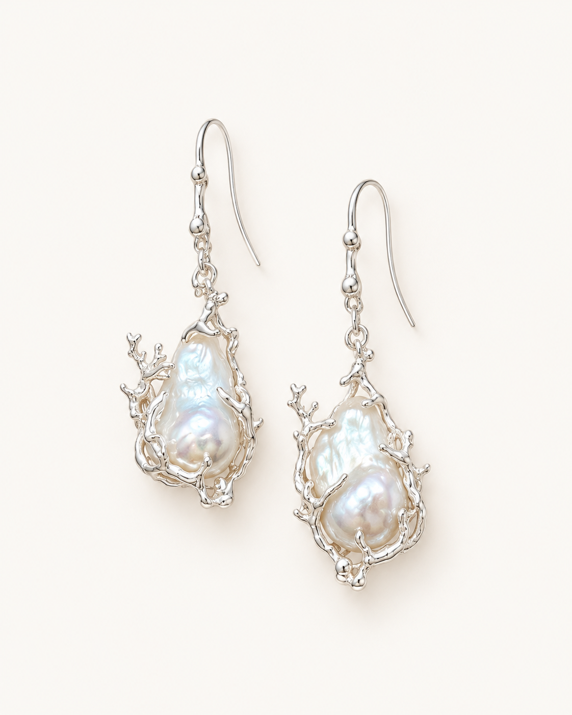 Coral Whisper Baroque Pearl Earrings product view