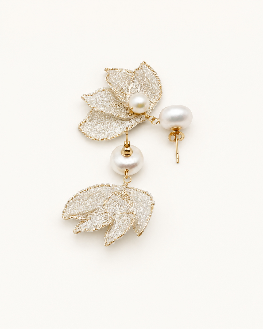 Rosée Pearl Drop Earrings — back and side detail
