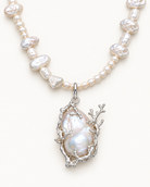 Coral Whisper Pearl Necklace in sterling silver and baroque freshwater pearls