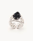 PlantsSorcery Lace Ring ps-rg-068 - black druzy quartz