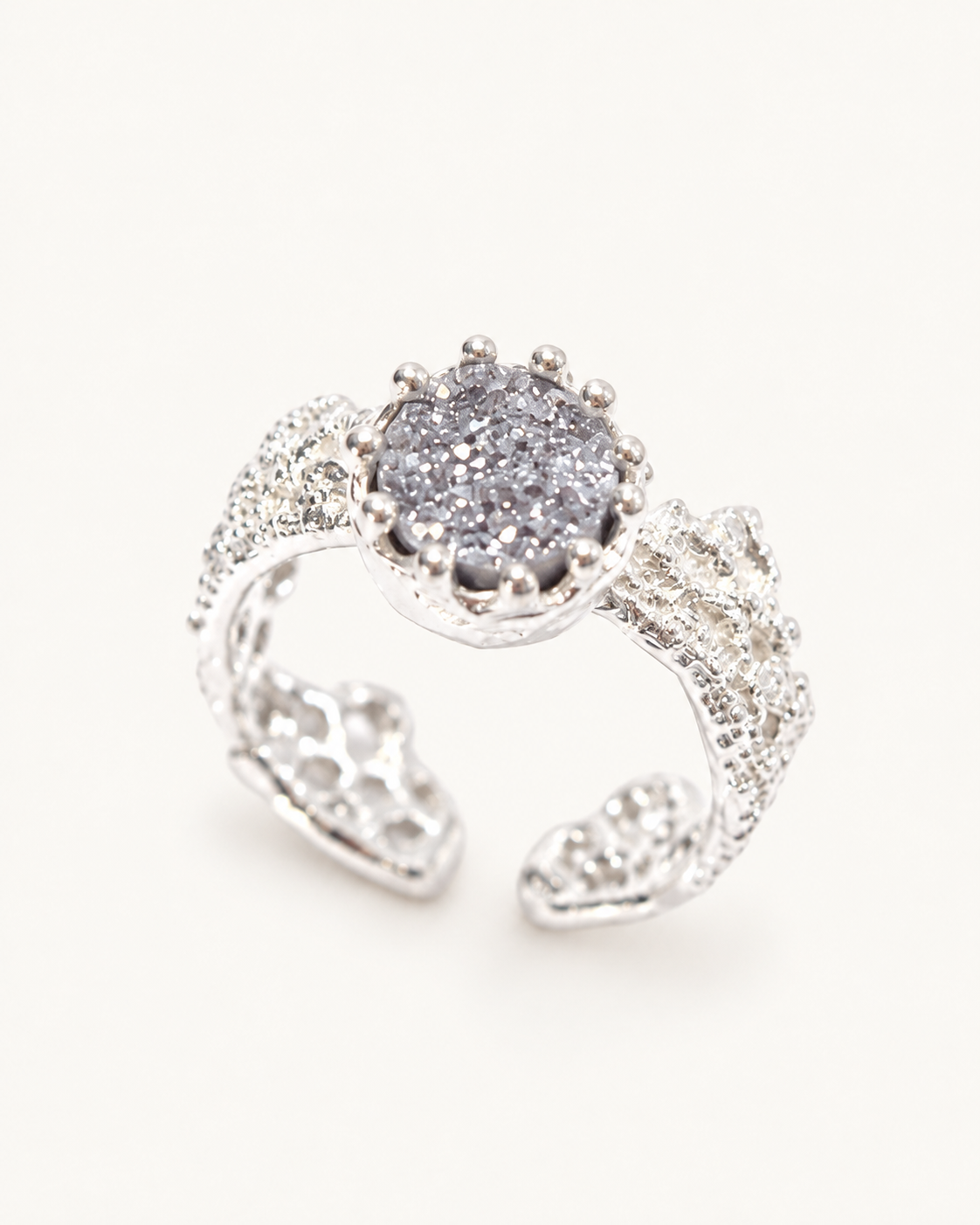 PlantsSorcery grey druzy quartz Lace Ring